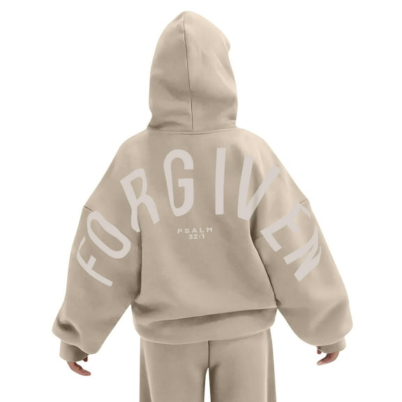 YNGKMEA Men Women Yahweh Forgiven Hoodie Sweatshirt Oversized Hooded Graphic Letter Print Y2k Pullover Trendy with Hood Khaki XXL