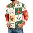 thumbnail image 1 of YNGKMEA Men's Christmas Henley Shirts Long Sleeve Fashion Graphic Ribbed Pullover T-Shirt Xmas Casual Holiday Button Tops, 1 of 5