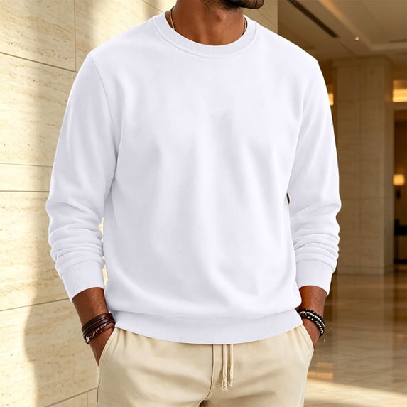 YNGKMEA Men's Crewneck Sweatshirt Plain Sweatshirts Athletic Workout Sweat Shirts Soft Long Sleeve Pullover Shirt
