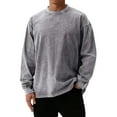 thumbnail image 1 of YNGKMEA Men's Oversized T Shirts Long Sleeve Retro Distressed Pullover Shirts Crewneck Vintage Acid Wash T-Shirts 2025 Fall Comfort Colors Sweatshirt Gray XXL, 1 of 5