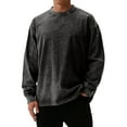 thumbnail image 1 of YNGKMEA Men's Oversized T Shirts Long Sleeve Retro Distressed Pullover Shirts Crewneck Vintage Acid Wash Tshirts 2025 Fall Comfort Colors Sweatshirt Black L, 1 of 5