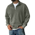 thumbnail image 1 of YNGKMEA Men's Quarter Zip Pullover Long Sleeve Mock Neck Sweatshirt Casual Acid Wash Vintage Distressed Solid Tops Streetwear for Fall Winter Gray XXXL, 1 of 3