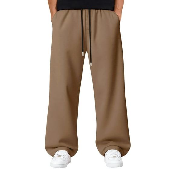 YNGKMEA Men's Sweatpants Joggers Baggy Wide Leg Lounge Pants with Pockets Casual Big and Tall Open BottomAthletic Sweats Coffee XL