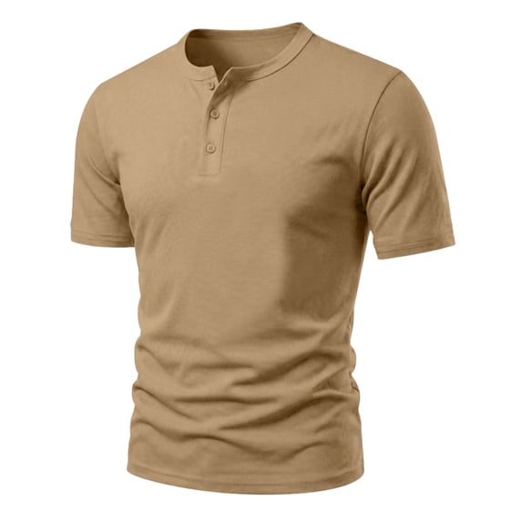 YNGKMEA Mens Henley Shirts Short Sleeve Casual Fashion T-Shirt Slim Fit Lightweight Button Tees