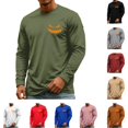thumbnail image 1 of YNGKMEA Mens Long Sleeve Crew Neck T Shirts Fashion Casual Pumpkin Face Print Pullover Sweatshirt For Fall Winter Wear, 1 of 5