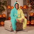 thumbnail image 1 of YNGKMEA Midsummer Gather Onesies Halloween Party Color Block Pajamas Long Sleeve Night Club Jumpsuits Hooded Scary Pumpkin Pattern Onesie Turquoise 3XL, 1 of 6
