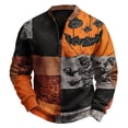 thumbnail image 1 of YNGKMEA Midsummer Gathering Mens Sweatshirt Halloween Holiday Quarter Zip Pullover Top Party Loungewear Spooky Horror Print Shirts Coffee XL, 1 of 4