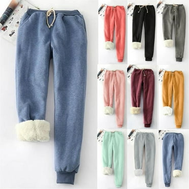 YNGKMEA Sweatpants Women Lined Sherpa Fleece Sweatpants High Waisted Thick Winter Warm Joggers with Pockets Plus Size Fashion Knit Pants White 3XL