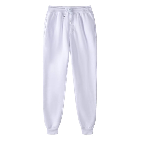 YNGKMEA Sweatpants for Men Winter Fleece Warm Jogger Pants Running Gym Pants Drawstring Cotton Sweatpants with Pockets White L