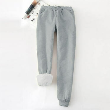 YNGKMEA Women's Sweatpants Lined Fleece Sherpa Athletic Sweatpants High Waist Thick Winter Warm Jogger Pockets Casual Knit Trouser White 3XL