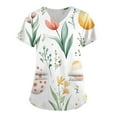 thumbnail image 1 of YNGKMEA Womens Easter Scrub Tops Plus Size Nursing Scrubs Stretchy V Neck Easter Eggs Bunny Graphic Scrub Tee Tops Scrub Shirts Medical Easter Scrub Tops Tall Scrubs Multicolor 2XL, 1 of 3