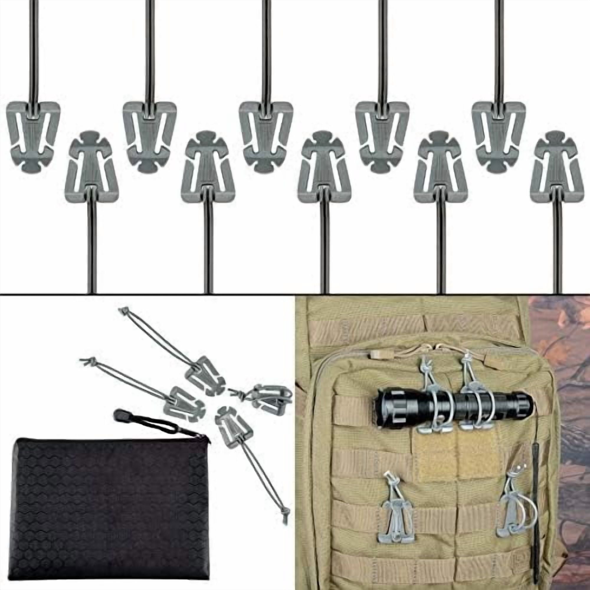 YNGLLC 10Pcs Tactical Gear Clip Molle Web Dominators for Outdoor Hydration Tube Backpack Straps Management