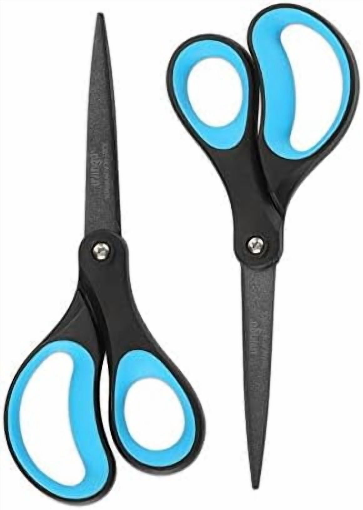 YNGLLC 2 Pack 8" Titanium Non-Stick Scissors, Professional Stainless Steel Comfort Grip, All-Purpose, Straight Office Craft Scissors for DIY(Blue/Black)