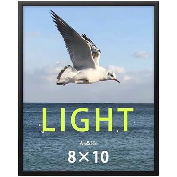 YNGLLC 8 x 10 Picture Frame Set of 1, Black Photo Frame, Resistant Photo Frame with Polished HD PS Plate, for Wall & Tabletop Display