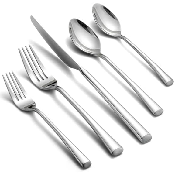 YNGLLC Bailey 20-Piece Forged Silverware Set Stainless Steel Flatware Set,Service for 4,Mirror Polished Cutlery Set,Dishwasher Safe