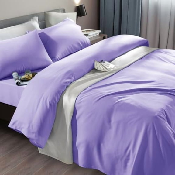YNGLLC Bed Sheet Set Super Soft Microfiber 1800 Thread Count Luxury Egyptian Sheets Fit 18-24 Inch Deep Pocket Mattress Wrinkle-6 Piece (Lavender, California King)