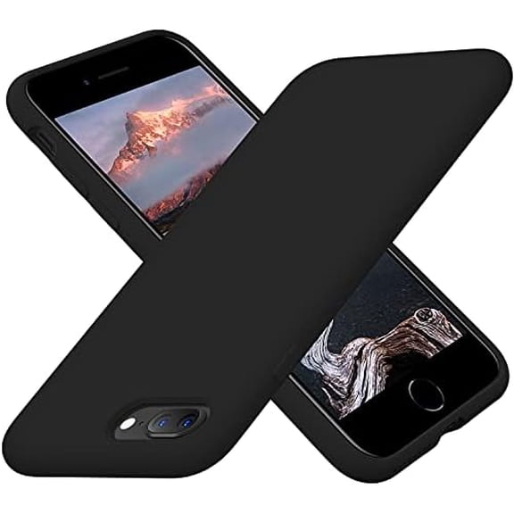 YNGLLC Designed for iPhone 8 Plus Case, Designed for iPhone 7 Plus Case, Silicone Ultra Slim Shockproof Phone Case with [Soft Anti-Scratch Microfiber Lining], 5.5 inch, Black