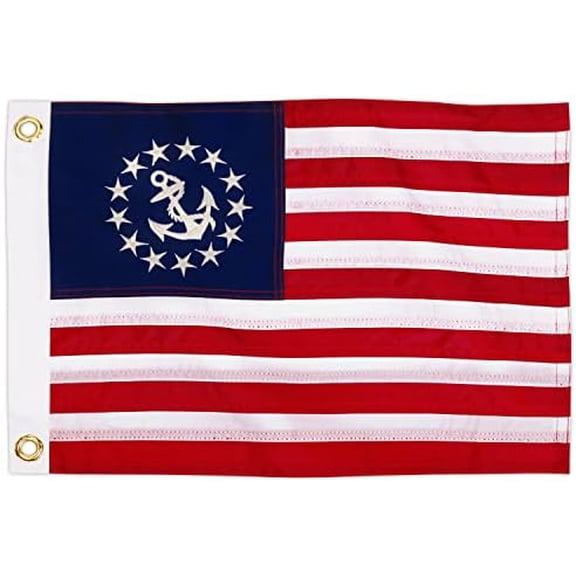 YNGLLC EverStrong 12"x18" United States Official Yacht Ensign Flag - Embroidered Stars and Sewn Stripes - 4 Rows of Lock Stitching - US National Nautical Boat Flags with Brass Grommets 1 X 1.5 Ft