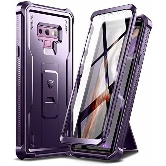 YNGLLC Full Body Case for Samsung Galaxy Note 9/6.4 inches, [Built in Screen Protector and Kickstand] Heavy Duty Military Grade Protection Shockproof Protective Cover for Galaxy Note 9,Phantom Purple