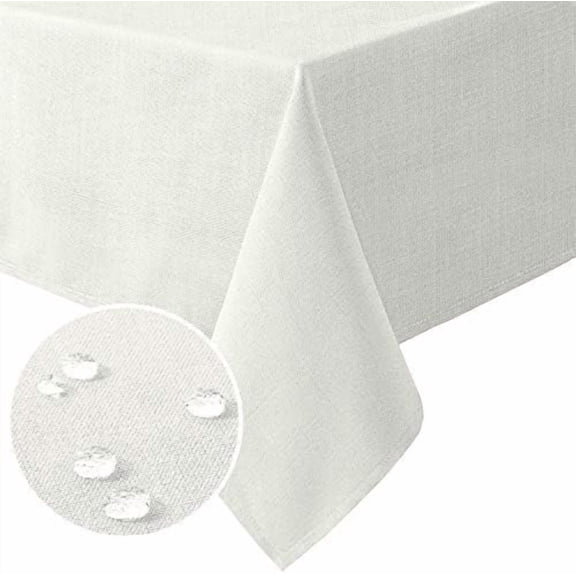 YNGLLC Linen Textured Table Cloths 54 x 70 Inch Premium Solid Tablecloth Spill-Proof Waterproof Table Cover for Dining Buffet Feature Extra Soft and Thick Fabric Wrinkle Free, Ivory