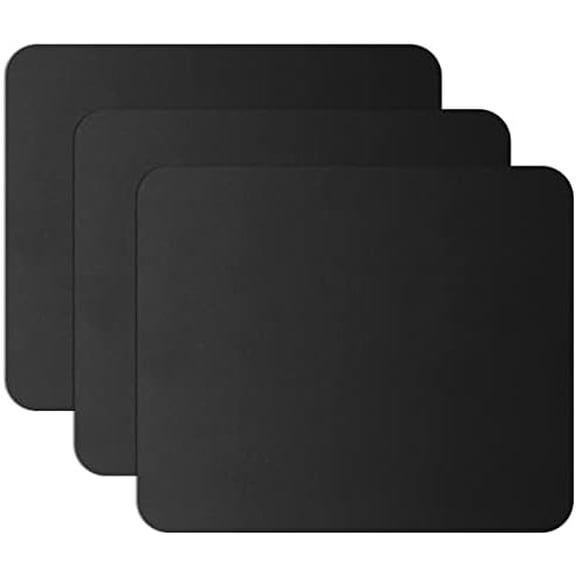 YNGLLC Mouse Pad with Comfortable Edge, 3 Pack Premium-Textured & Washable Mousepad Bulk with Non-Slip Rubber Base, Mouse Pads for Computers, Laptop, PC, Office & Home, 9.45 x 7.87 in, Black
