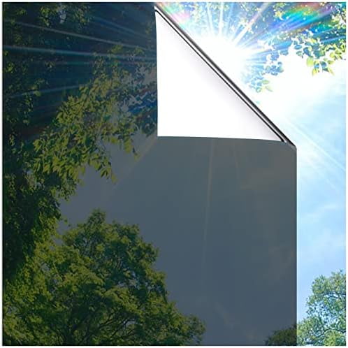 YNGLLC One Way Privacy Window Film, Heat Control Window Tint for Home, Sun Blocking Reflective Window Film See Out Not in, Anti UV Static Cling for Windows Office Door (Black, 17.5 Inch X 6.5 Feet)