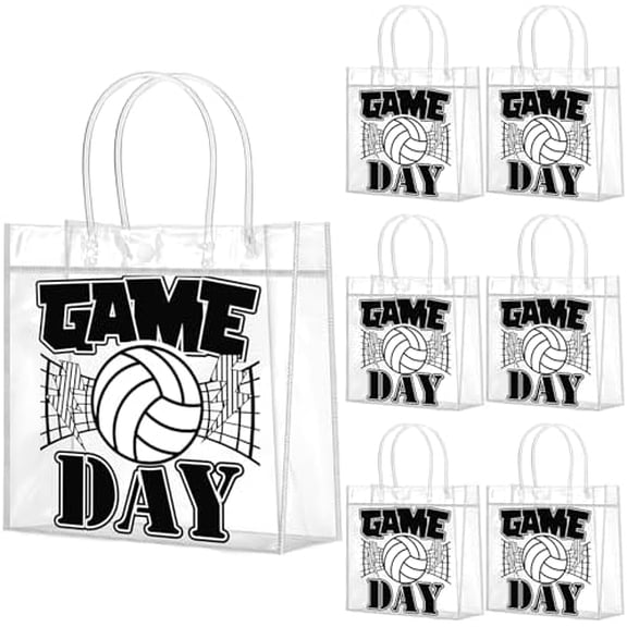 YNGLLC Pcs Volleyball Goodie Bags Volleyball Gifts Bags with Handles Reusable Sport Themed Treat Favor for Candy Birthday Party Supplies 8 x 8 x 3.15''