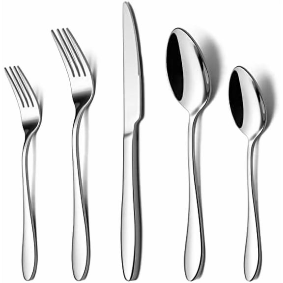 YNGLLC Silverware Flatware Set for 8, 40 Piece Stainless Steel Cutlery Set Include Forks Spoons Knives, Eating Utensils for Home Kitchen Restaurant Tableware, Mirror Finish, Dishwasher Safe