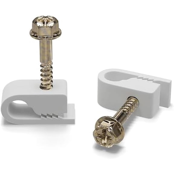 YNGLLC - Single Coaxial Cable Clips, Cat6, Electrical Wire Cable Clip, 1/4 in (6 mm) Screw Clip and Fastener, White (100 Pieces per Bag)