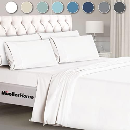 YNGLLC UltraTemp King Size Sheets Set 6 Piece Premium Bedding, Silky Soft, Cooling, Deep Pocket up to 16", Breathable Heat Transfer, Wrinkle-Resistant & Hypoallergenic, White