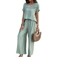 thumbnail image 1 of YNIQUE Spring and Summer Casual Fashion Solid Color Short-Sleeved Trousers Suit, 1 of 7