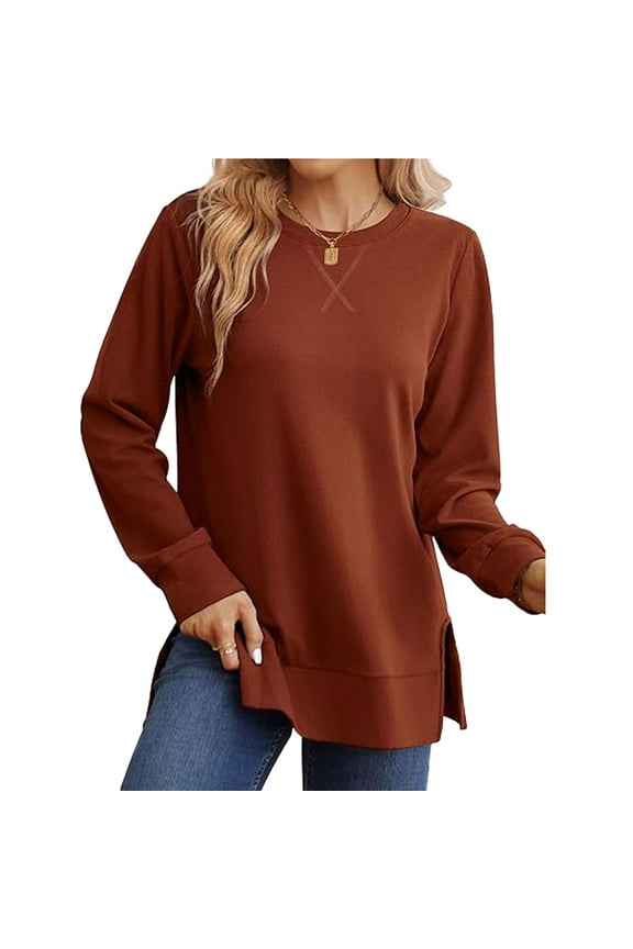 Sweatshirt for Women Side Split Fall Fashion Long Sleeve Shirts