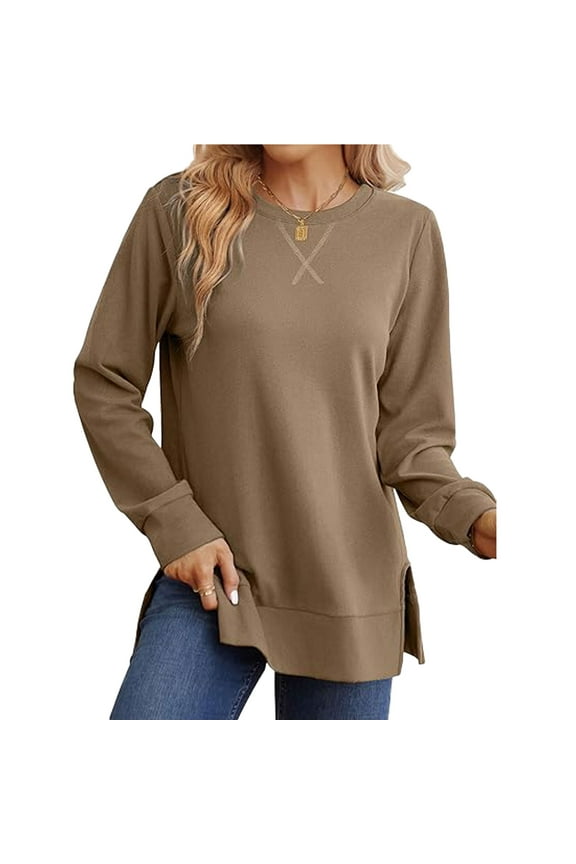 Sweatshirt for Women Side Split Fall Fashion Long Sleeve Shirts