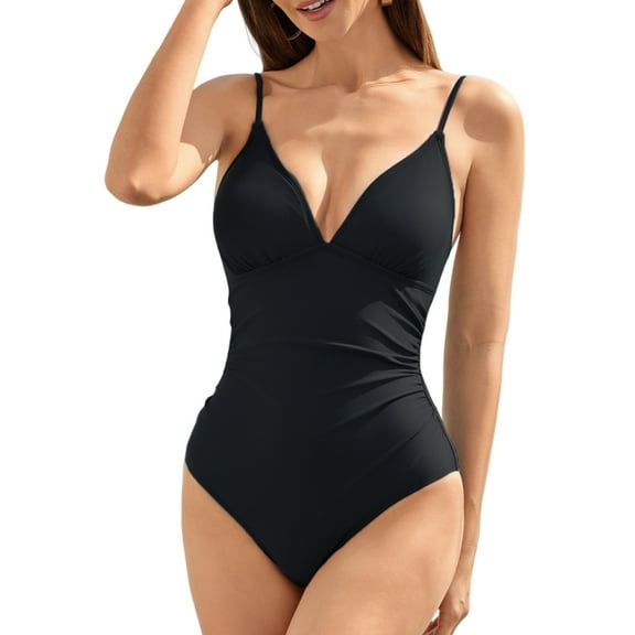 YNIQUE Women's Bathing Suits Tummy-Control V-Neck One-Piece Swimsuits