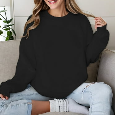 YNIQUE Women's Casual Crew Neck Sweatshirt Loose Soft Long Sleeve Pullover Tops