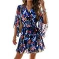 thumbnail image 1 of YNIQUE Women's Fashion Casual Loose V-Neck Half-Sleeved Floral Print Dress, 1 of 7