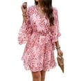 thumbnail image 1 of YNIQUE Women's Fashion Casual Loose V-Neck Half-Sleeved Floral Print Dress, 1 of 7