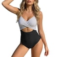 thumbnail image 1 of YNIQUE Women's One-Piece Swimsuit Tummy-Control Hollow High-Waist Back Wrap Tie Bathing Suit, 1 of 7