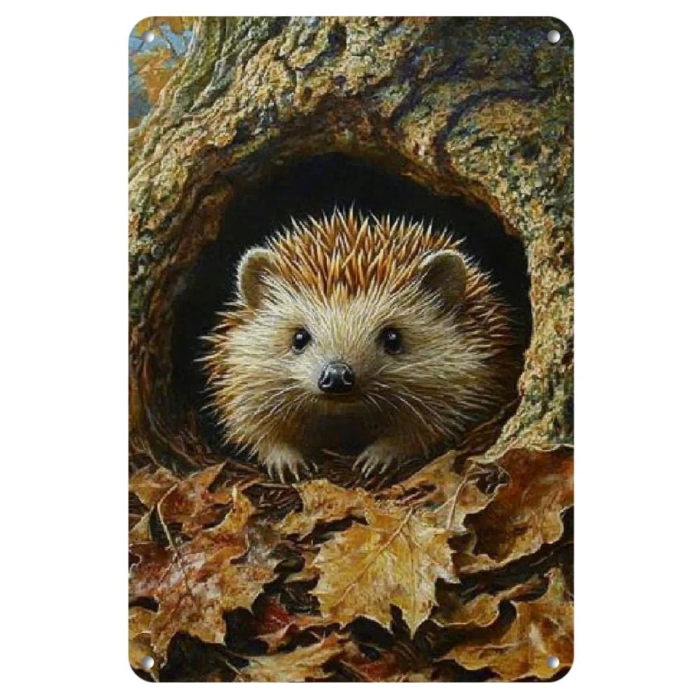 YNLLOOFC Hedgehog Forest Hideaway Metal Sign - Reusable, Weather ...