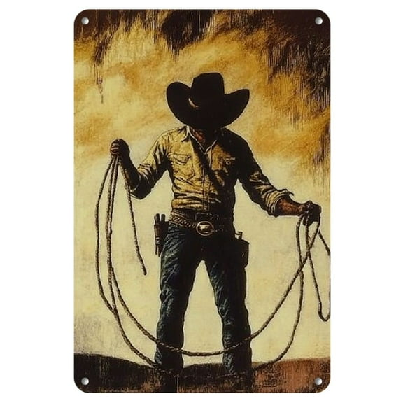 YNLLOOFC West Cowboy Tin Sign Vintage Western Cowboy Metal Signs Catch The Tornado Wall Art Decor Cowboy Retro Metal Poster Iron Painting Garage Shop Bar Home Wall Decoration 8 X 12 Inch