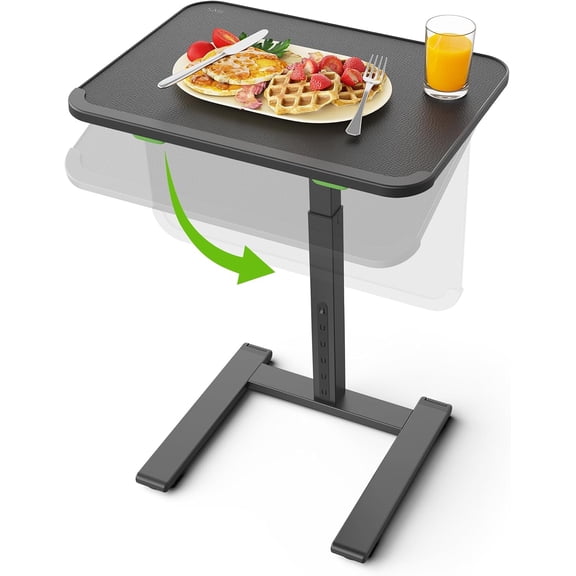 YNSturdy TV Tray Table with Wheels, Heavy Duty Metal TV Trays for Eating on Couch, Height & Angle Adjustable Desk for Bed, Sofa, Recliner, Portable Small Foldable Tables