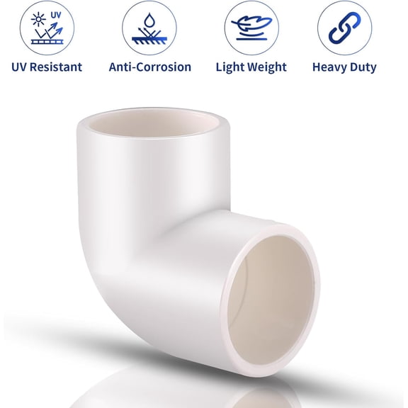 YNTVV-1-1/2" 10 Pcs 90 Degree Elbow Pipe Fittings (Socket x Socket), Heavy Duty 2 Way Right Angle Pipe Fitting for DIY Creations, Schedule 40 PVC Coupling Adapter.