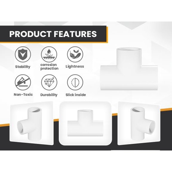 YNTVV-1-1/2" Tee 3-Way Pipe Fittings, 4 Pcs Heavy Duty Right Angle Connector (Socket x Socket), Schedule 40 Coupling Adapter