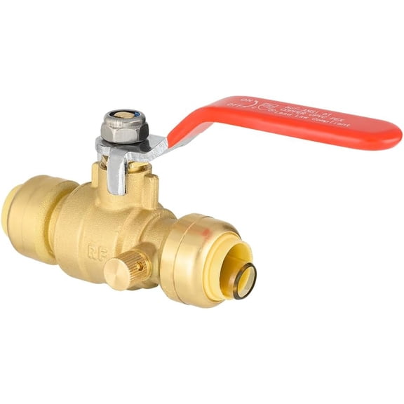 YNTVV-1/2 Inch Push-Fit Full Port Ball Valve with Drain, Disconnect Clip Tool, UPC Certified,(PF-VALVE068-1PCS)