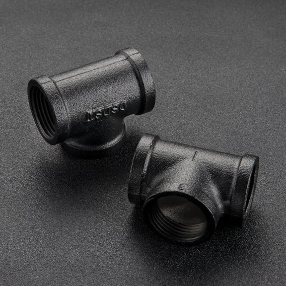 YNTVV-1" Pipe Fitting Tee - 10 Pack Threaded Malleable Cast Iron Pipe Fittings for Vintage Retro Steampunk Industrial Shelf Bracket DIY Plumbing