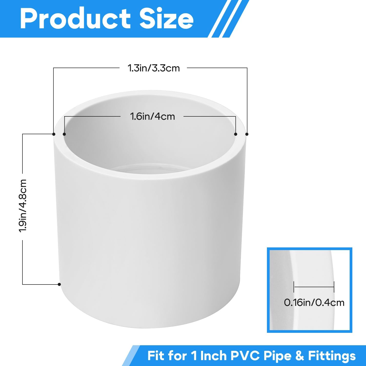 YNTVV-10 Pack 1 Inch SCH40 PVC Pipe Coupling Adapter, Heavy Duty UPVC ...