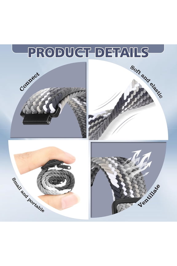 -10 Pack Braided Stretchy Adjustable Straps Compatible for 16mm 18mm Quick Release Bands for Women Men,Sport Elastic Nylon Cloth Wristbands