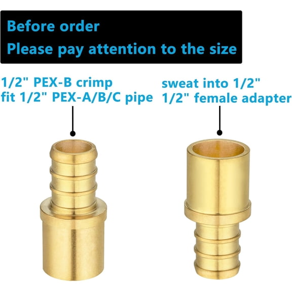 YNTVV-(10 Pack) Copper to Pex Fittings 1/2 inch, 1/2" Pex F1807 x 1/2" Male Sweat Adapter Brass