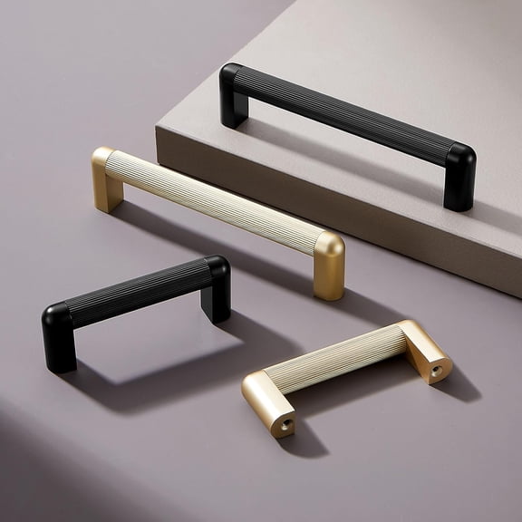 YNTVV-10 Pack Matte Black Cabinet Handles -3 inch/76mm Screw Spacing Knurled Cabinet Pulls Hardware, Modern Style Solid Drawer Pulls for Kitchen Cupboard Bedroom Bathroom Dresser