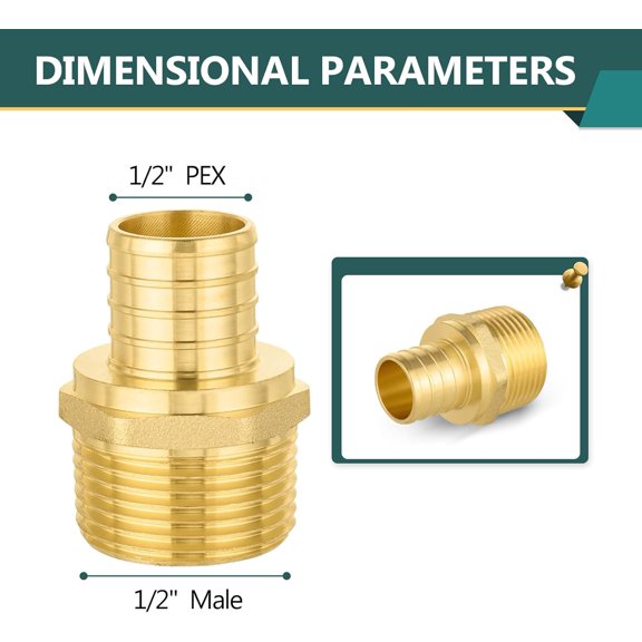YNTVV-10-Pack PEX Fittings, 1/2" PEX x 1/2" Male Threaded NPT Adapter, ASTM F1807